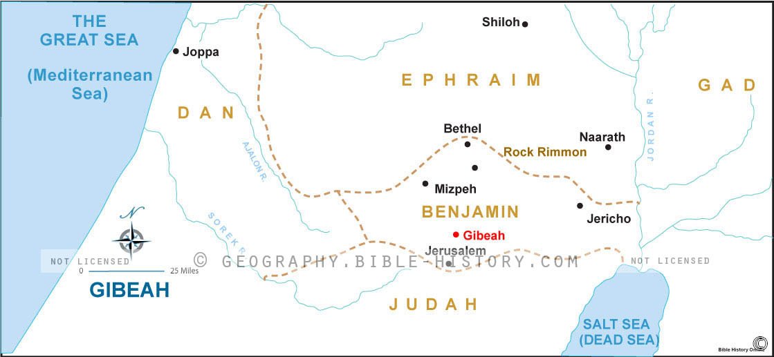 Gibeah in the Old Testament - Basic Map (72 DPI) 1-Year License - Bible ...