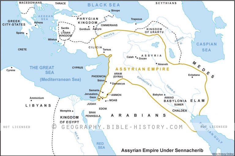 II Kings Assyrian Empire Under Sennacherib Basic Map DPI Year License Bible Maps And