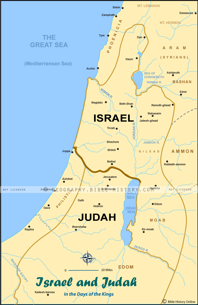 Israel And Judah - Color Map (72 DPI) 1-Year License - Bible Maps And ...