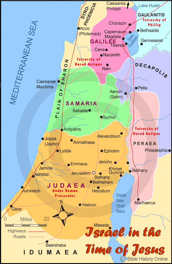 Israel in the Time of Jesus Color Map (72 DPI) 1Year License Bible