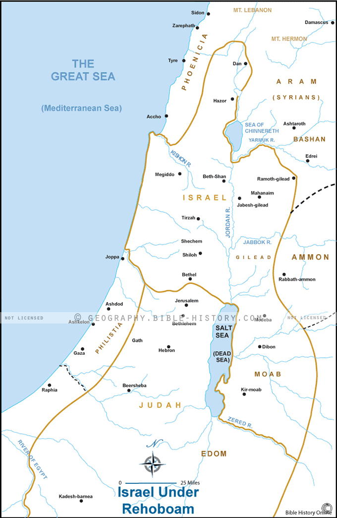 Israel Under Rehoboam - Basic Map (Hi-Res. Download) 1-Year License ...