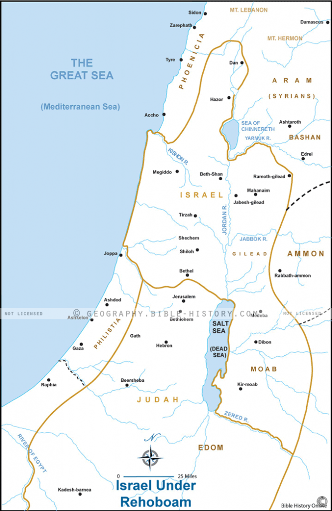 Israel Under Rehoboam - Basic Map (72 DPI) 1-Year License - Bible Maps ...