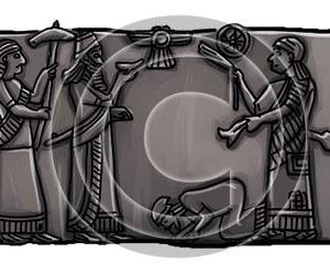 Jehu Kneeling from Black Obelisk of Shalmaneser III - Bible Illustration (72 DPI) 1-Year License