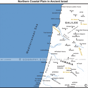 Northern Coastal Plain in Ancient Israel - Basic Map (72 DPI) 1-Year License