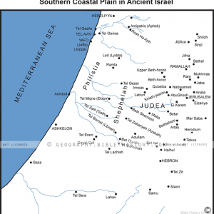 Southern Coastal Plain in Ancient Israel - Basic Map (72 DPI) 1-Year License