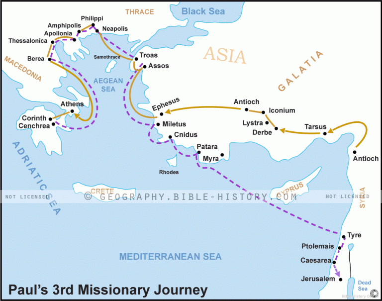 Acts Pauls Third Missionary Journey - Basic Map (72 DPI) 1-Year License ...