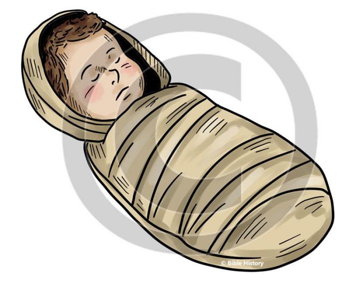 Baby in Swaddling Cloths Bible Illustration (72 DPI) 1Year License