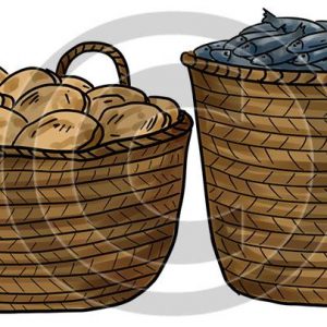 Baskets of Bread and Fish - Bible Illustration (72 DPI) 1-Year License
