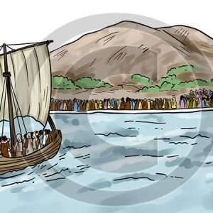 Boat with People on Shore - Bible Illustration (72 DPI) 1-Year License