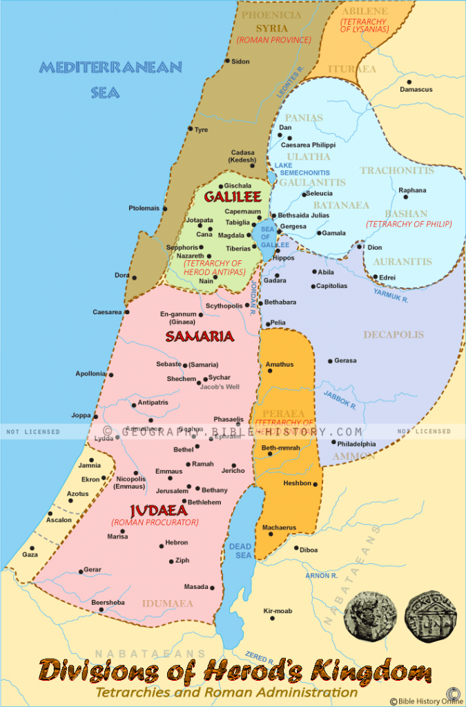 Divisions of Herod's Kingdom - Color Map (72 DPI) 1-Year License ...