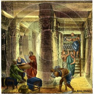 Library at Alexandria with Scrolls - Bible Illustration (72 DPI) 1-Year License