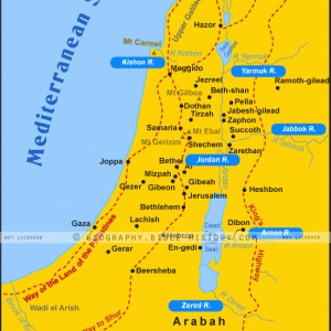 Rivers in Old Testament Israel Color Map (72 DPI) 1-Year License
