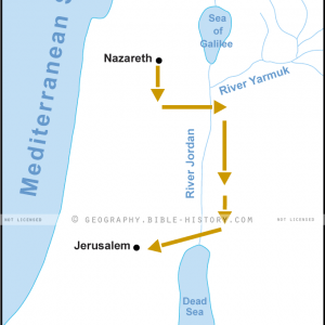 Jesus Journeys From Nazareth to Jerusalem - Basic Map (72 DPI) 1-Year License