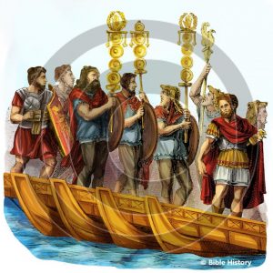 Romans Crossing Bridge of Boats - Bible Illustration (72 DPI) 1-Year License