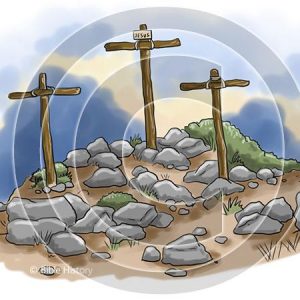 Calvary with 3 Crosses - Bible Illustration (72 DPI) 1-Year License